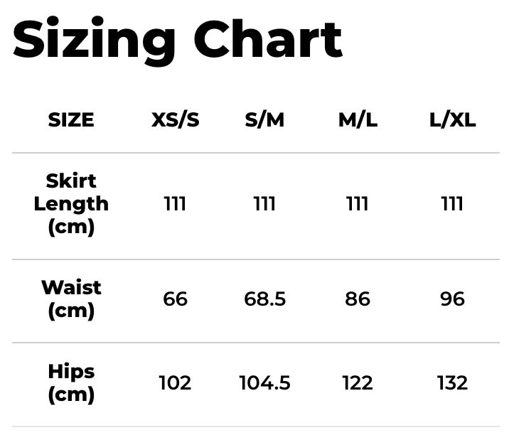 Sizing chart